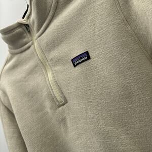 Patagonia Quarter Zip Fleece Pullover Womens Medium Tan Wool Blend Outdoor‎